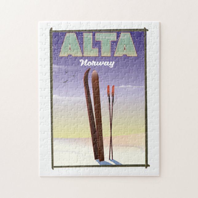ALTA Norwegen Skifahrplakat Puzzle (Vertikal)