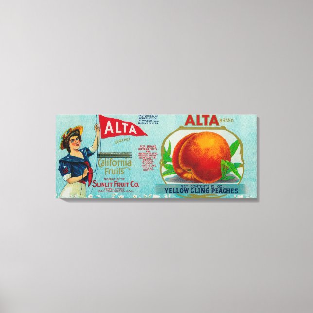 Alta Peach-Etikett Leinwanddruck (Vorderseite)