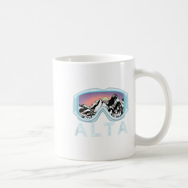 Alta Ski Design _ Alta, Ut Skischneegeschenk Kaffeetasse (Rechts)