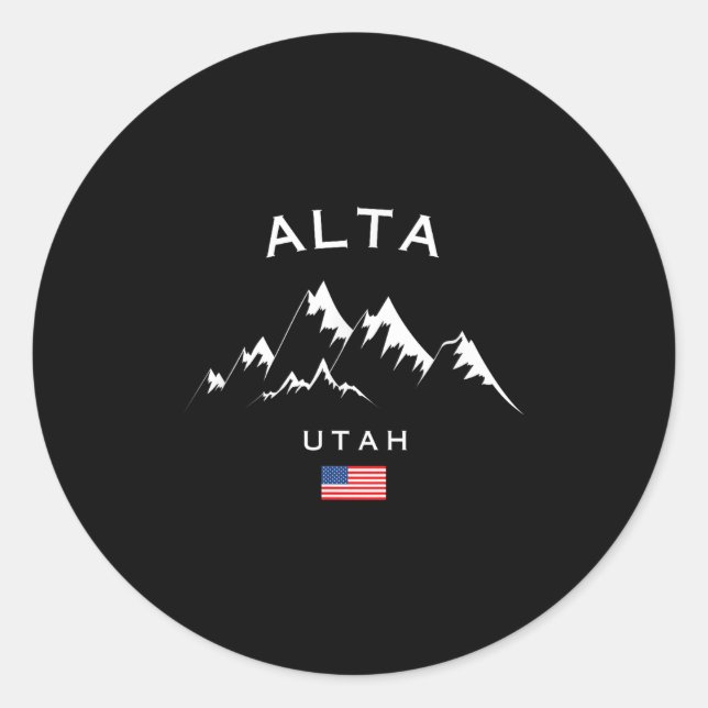 Alta Ski Resort Rocky Mountains Skifahren Souvenir Runder Aufkleber (Vorderseite)