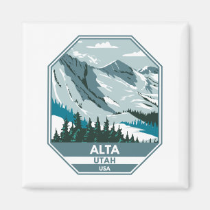Alta Skigebiet Winter Utah Magnet