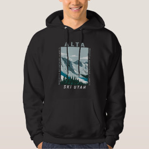 Alta Skigebiet Winter Utah Vintag Not leidend Hoodie