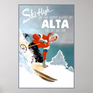 Alta Utah Reiseplakat Wasatch Little Cottonwood Poster