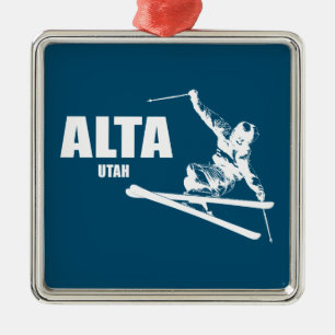 Alta Utah Skier Ornament Aus Metall