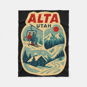 Alta Utah Vintage-Skiurlaub Ski-Reise-Andenken Fleecedecke