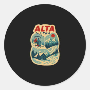 Alta Utah Vintage-Skiurlaub Ski-Reise-Andenken Runder Aufkleber