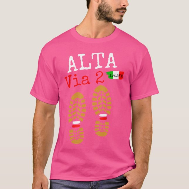 Alta Via-2 Trekking in Europa Wandern Italienische T-Shirt (Vorderseite)