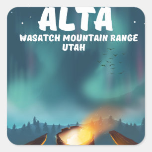 Alta Wasatch Mountain Range Utah Quadratischer Aufkleber