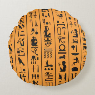 Altägyptische Hieroglyphen Goldene Kinderzimmerein Rundes Kissen