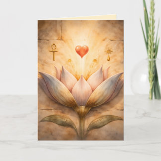 Altägyptische Lotus Valentinstag Wasserfarben Kuns Karte
