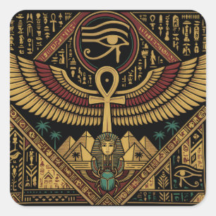 Altägyptische Motive Ankh-Symbol & Horusauge Quadratischer Aufkleber