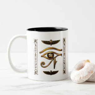 Altägyptischer goldener Horusauge-Zweifarben-Mug Zweifarbige Tasse