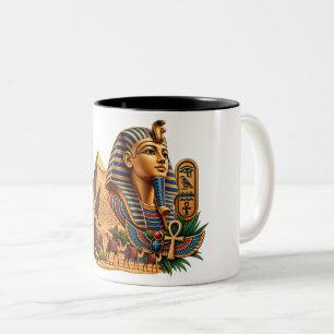 Altägyptischer Pharao Pyramiden Sphinx Ankh Zweifarbige Tasse