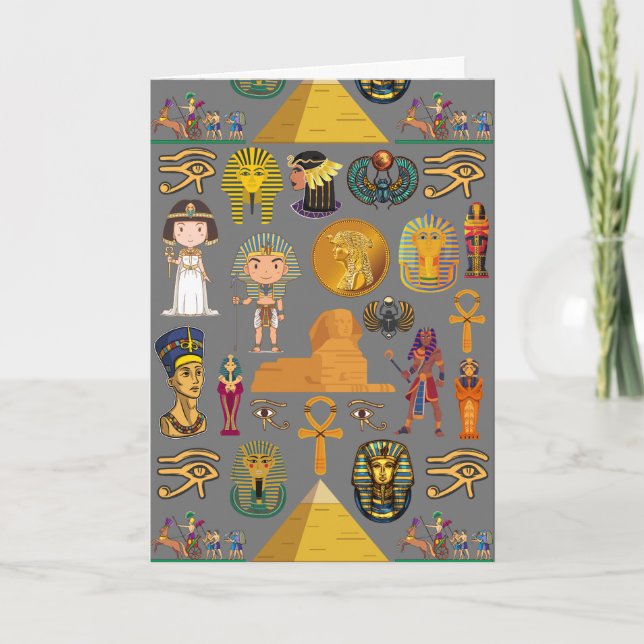 Altägyptisches Hieroglyphenmuster - Pharao  Karte (Vorderseite)