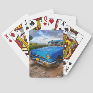 Altamerikanisches Klassikfahrzeug in Trinidad, Kub Spielkarten