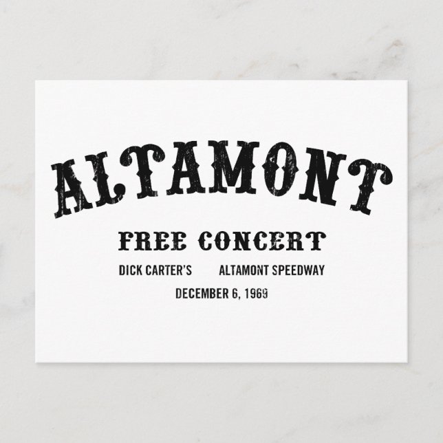 Altamont Free Concert Postkarte (Vorderseite)