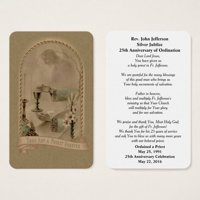 ALTAR JESUS LILIES PRAYER CARD (Vorne & Hinten)