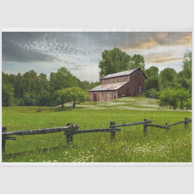 Altbauernhof Rustikaler Stall Medow Dekoupage Tiss Seidenpapier (Vorderseite)