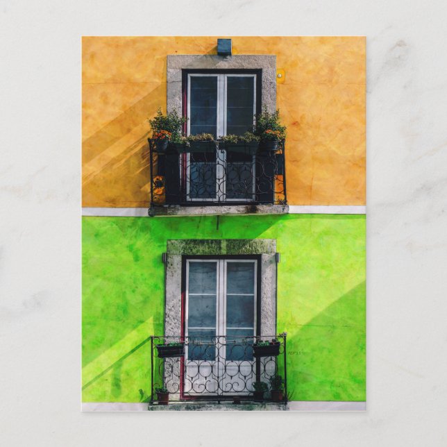 Altbauwohnung Balkone Postkarte (Vorderseite)