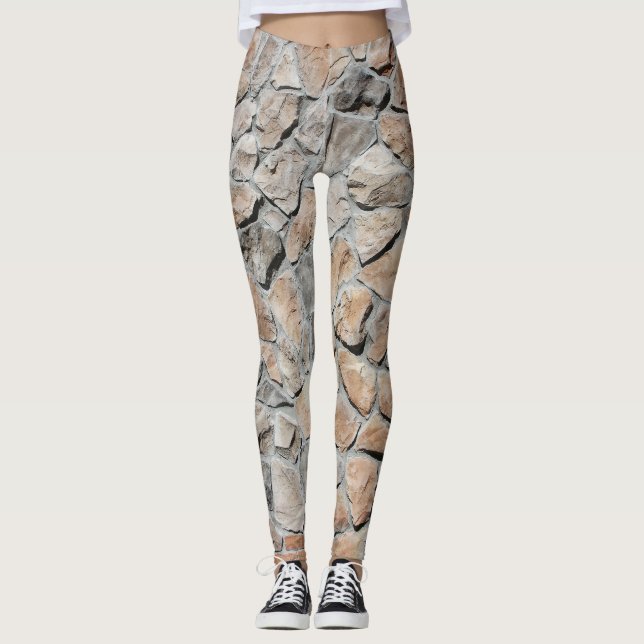 Altbraune Burg Stone Textur Leggings (Vorderseite)