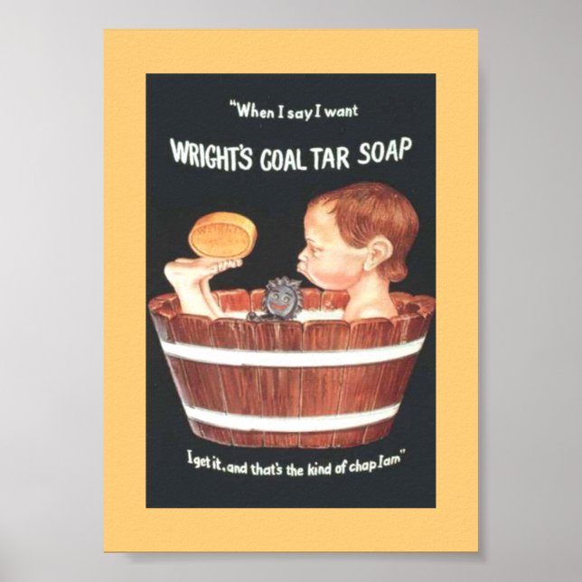 Alte 1920 Wright's Coal Tar Soap Ad Boy in Wash Tu Poster (Vorne)