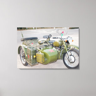 Alte 750B-2-Armee-Motorrad mit Beiwagen Leinwanddruck
