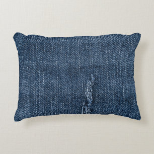 Alte abgerissene Denim: Jeans Textur. Dekokissen