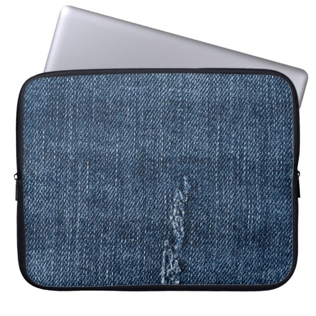 Alte abgerissene Denim: Jeans Textur. Laptopschutzhülle (Vorderseite)
