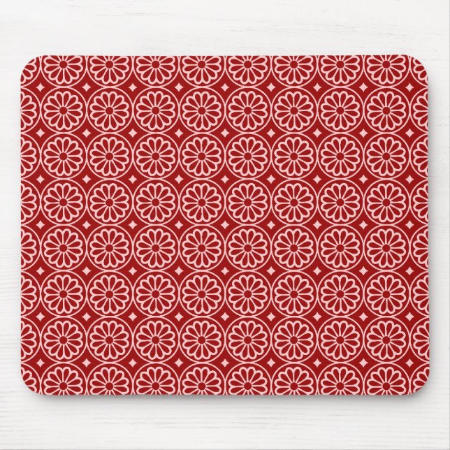 Alte ägyptische Blume - Ruby Red on Pink Mousepad (Vorne)