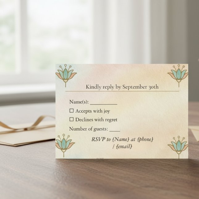 Alte ägyptische Elegant Lotus RSVP Card Karte (Elegant lotus RSVP)