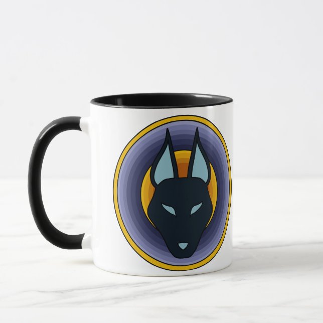 Alte ägyptische Gott Anubis Logo-Tasse Tasse (Links)