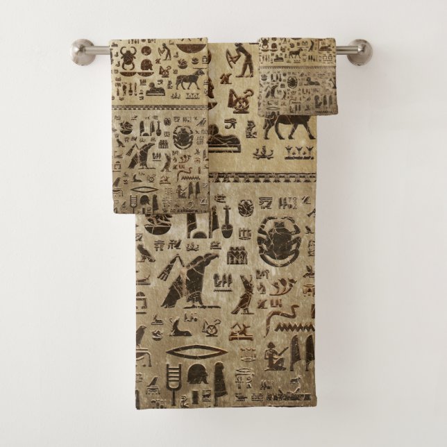Alte ägyptische Götter und Hieroglyphen Badhandtuch Set (Insitu)