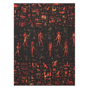 Alte ägyptische Götter und Hieroglyphen - Roter Tischdecke