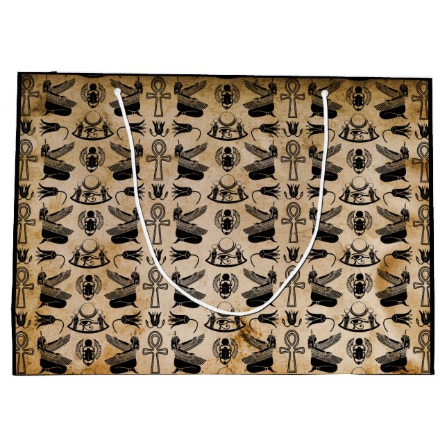 Alte ägyptische Hieroglyph Themed Gift Bag Große Geschenktüte (Rückseite)