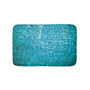 Alte ägyptische Hieroglyphen Blau Badematte