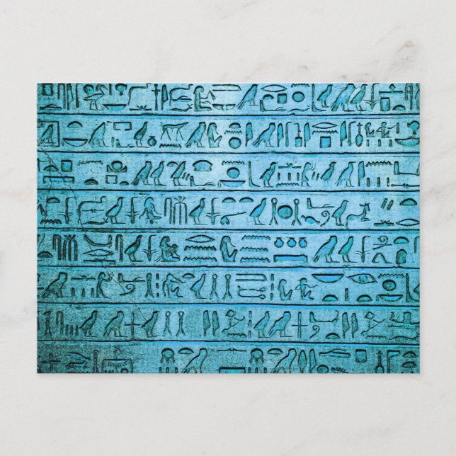 Alte ägyptische Hieroglyphen Blau Postkarte (Vorderseite)