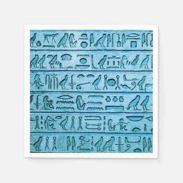 Alte ägyptische Hieroglyphen Blau Serviette (Vorderseite)