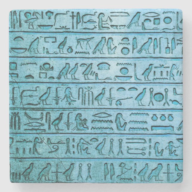 Alte ägyptische Hieroglyphen Blau Steinuntersetzer (Vorderseite)