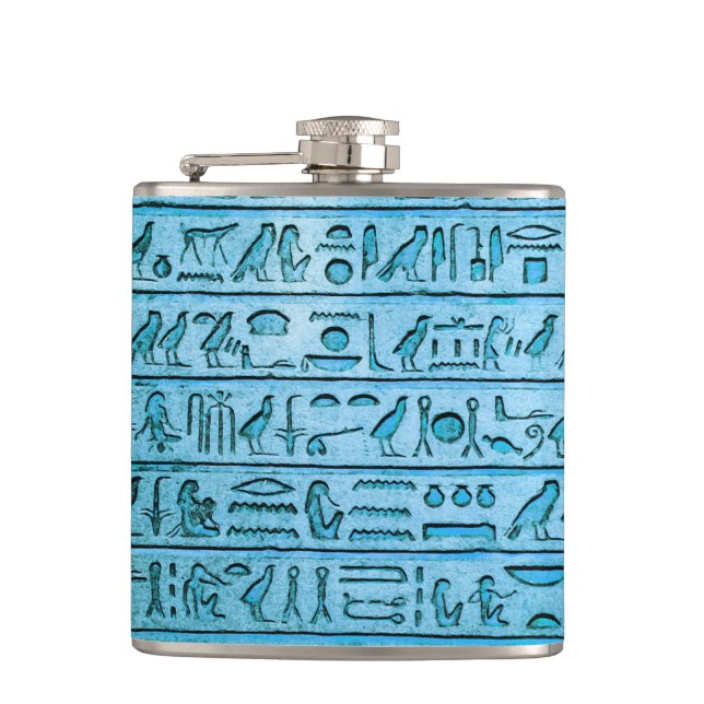 Alte ägyptische Hieroglyphen Blauer Hüftkolben Flachmann (Vorderseite)