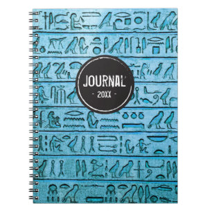 Alte ägyptische Hieroglyphen - Blaues Notebook Notizblock