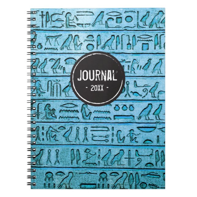 Alte ägyptische Hieroglyphen - Blaues Notebook Notizblock (Vorderseite)