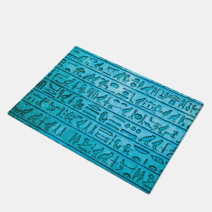 Alte ägyptische Hieroglyphen Blue Doormat Fußmatte