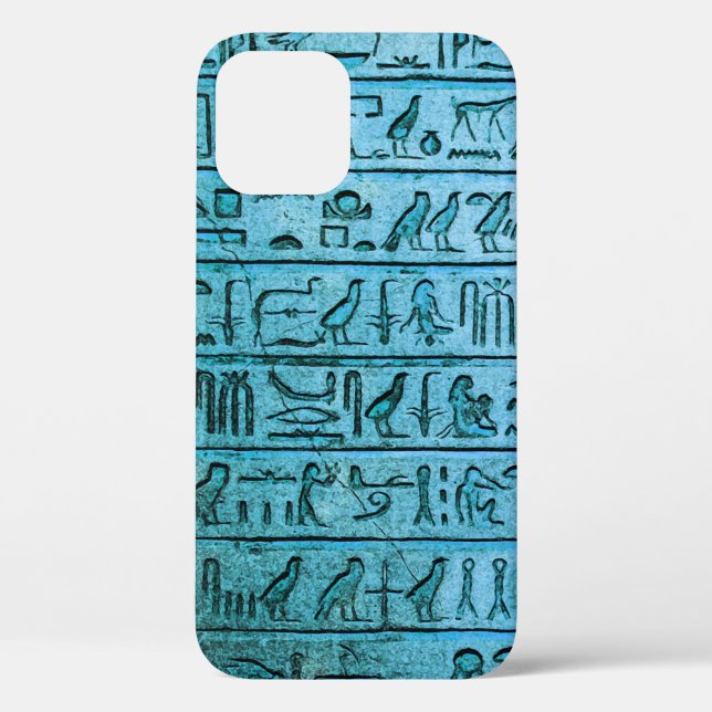 Alte ägyptische Hieroglyphen Blue iPhone 12 Fall Case-Mate iPhone Hülle (Rückseite)