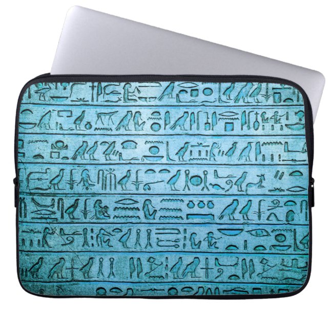 Alte ägyptische Hieroglyphen Blue Laptop Sleeves (Vorderseite)