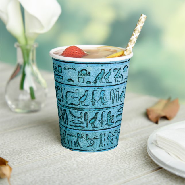 Alte ägyptische Hieroglyphen Blue Paper Cup Pappbecher (In Situ)