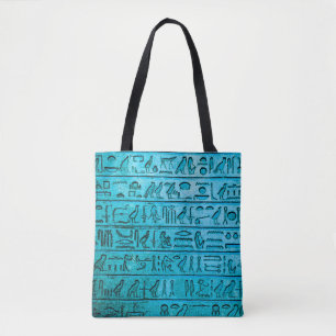 Alte ägyptische Hieroglyphen Blue Tote Bag