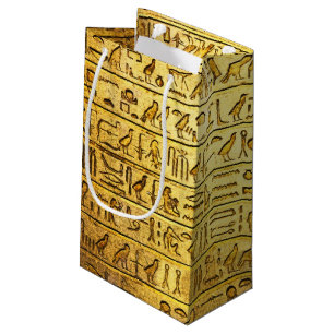 Alte ägyptische Hieroglyphen Gelbe Geschenktasche Kleine Geschenktüte