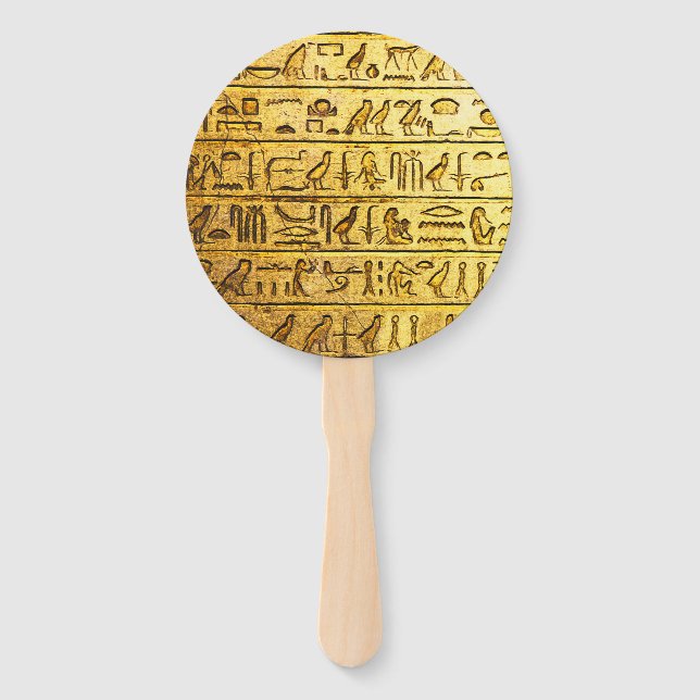 Alte ägyptische Hieroglyphen Gelbe Hand Fan Fächer (Vorderseite)
