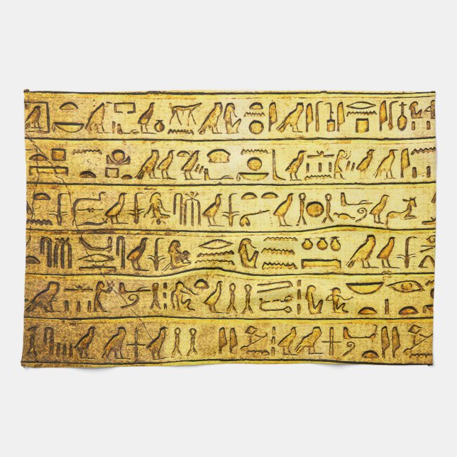 Alte ägyptische Hieroglyphen Gelbe Küchentücher (Horizontal)