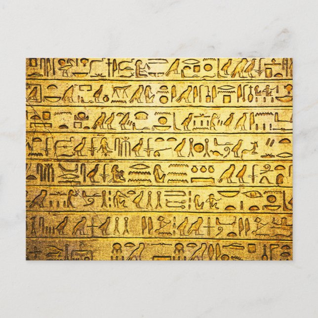 Alte ägyptische Hieroglyphen-Gelbe Postkarte (Vorderseite)